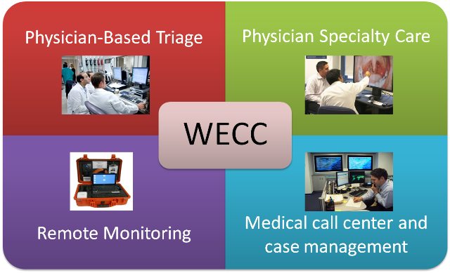 Physician Based Triage, Physician Specialty Care, Remote Monitoring, Medical call center and case management (WECC)