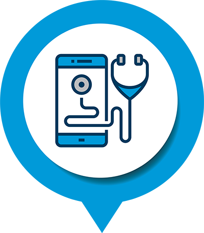 icon with a mobile phone and a stethoscope 