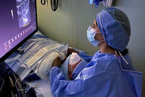 Dr. Chelsey Baldwin performing in office radiofrequency ablation.