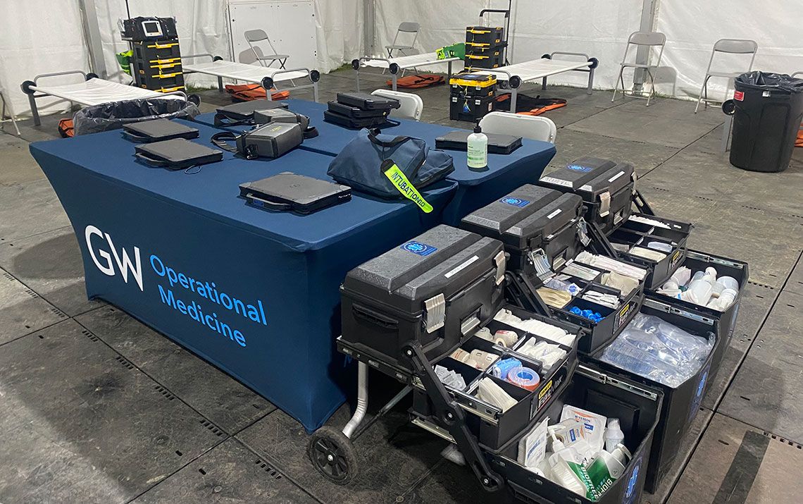 Operational Medicine table set up in a medical tent