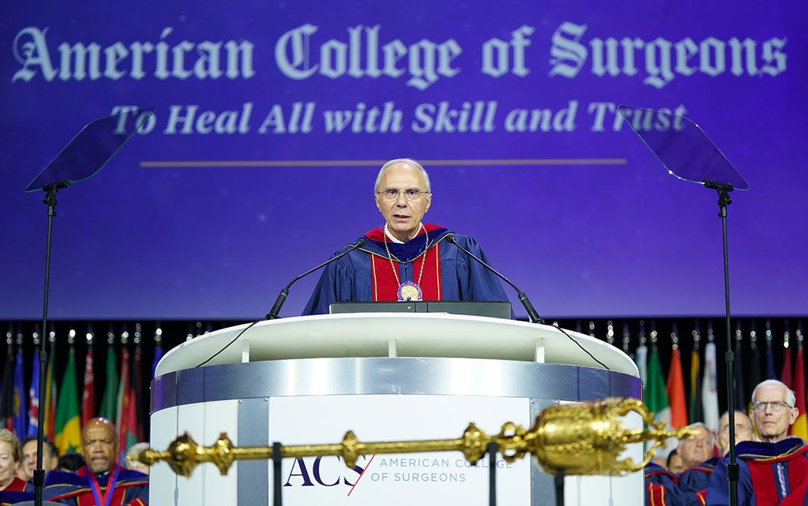 Dr. Sidawy being installed as ACS President