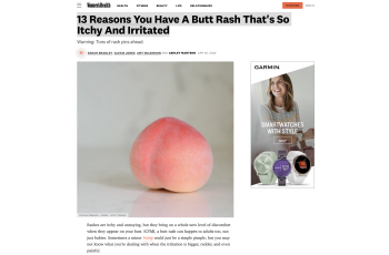 Women's Health Magazine article titled "13 Reasons You Have A Butt Rash That's So Itchy And Irritated"